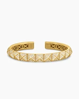 Pyramid Cuff Bracelet 18K Yellow Gold with Diamonds, 8mm