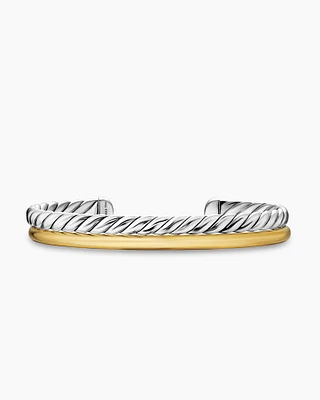 DY Mercer® Two Row Cuff Bracelet Sterling Silver with 18K Yellow Gold, 8mm