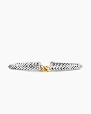 Cable Flex X Station Bracelet Sterling Silver with 14K Yellow Gold, 4mm