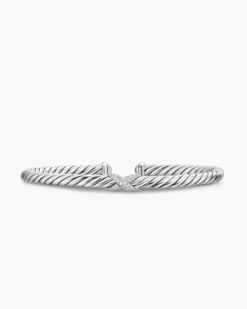Cable Flex X Station Bracelet Sterling Silver with Diamonds, 4mm