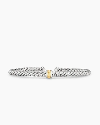 Cable Flex Station Bracelet Sterling Silver with 14K Yellow Gold, 4mm