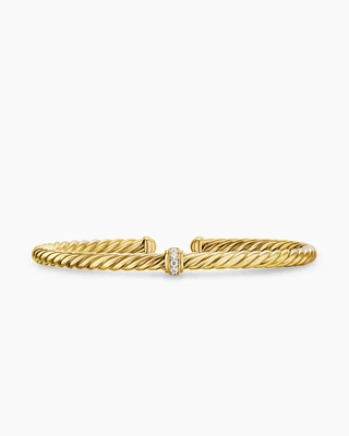 Cablespira® Flex Station Bracelet 18K Yellow Gold with Diamonds, 4mm