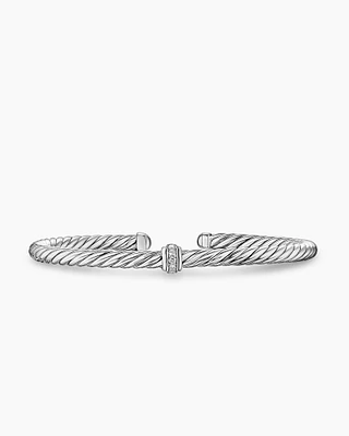 Cable Flex Station Bracelet Sterling Silver with Diamonds, 4mm