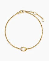 Petite Pavé Initial Chain Bracelet in 18K Yellow Gold with Diamond O