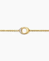 Petite Pavé Initial Chain Bracelet in 18K Yellow Gold with Diamond O