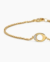 Petite Pavé Initial Chain Bracelet in 18K Yellow Gold with Diamond O