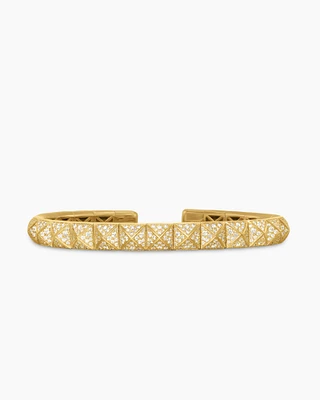 Pyramid Bangle Bracelet 18K Yellow Gold with Diamonds, 6.5mm