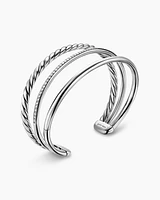 DY Mercer® Three Row Cuff Bracelet in Sterling Silver with Diamonds, 10.4mm