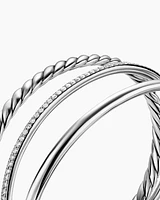 DY Mercer® Three Row Cuff Bracelet in Sterling Silver with Diamonds, 10.4mm