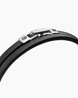 Streamline® Double Wrap Bracelet Black Leather with Sterling Silver, 4mm