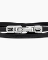 Streamline® Double Wrap Bracelet Black Leather with Sterling Silver, 4mm