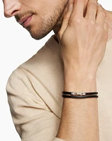 Streamline® Double Wrap Bracelet Black Leather with Sterling Silver, 4mm