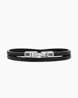 Streamline® Double Wrap Bracelet Black Leather with Sterling Silver, 4mm