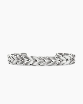 Chevron Cuff Bracelet Sterling Silver, 9mm