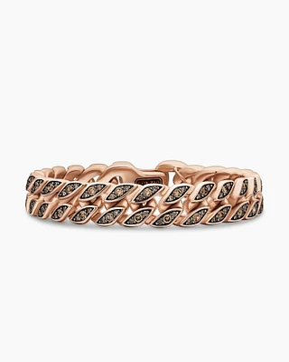Curb Chain Bracelet in 18K Rose Gold with Cognac Diamonds, 11.5mm