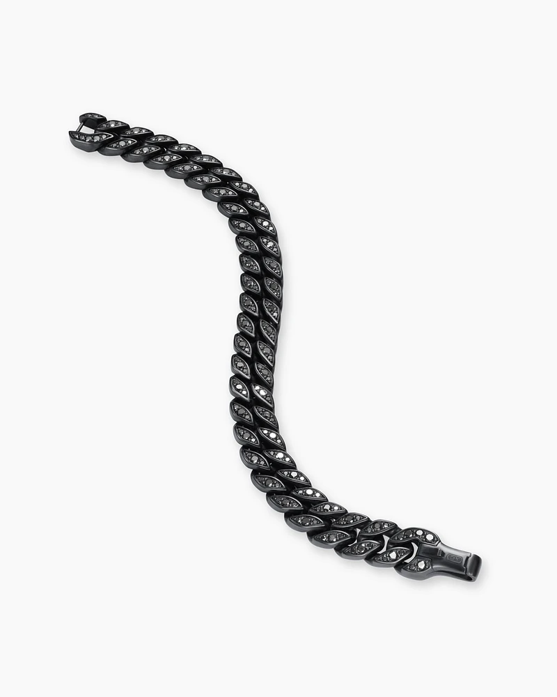 Curb Chain Bracelet Black Titanium with Diamonds