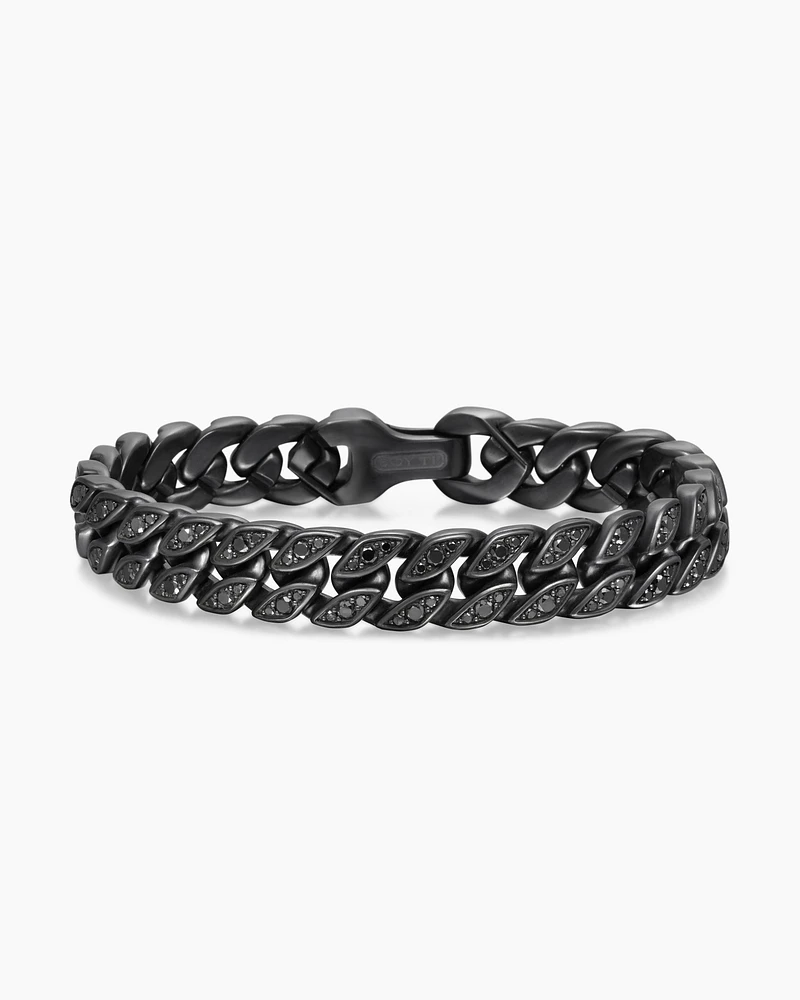 Curb Chain Bracelet Black Titanium with Diamonds