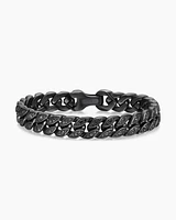 Curb Chain Bracelet Black Titanium with Diamonds