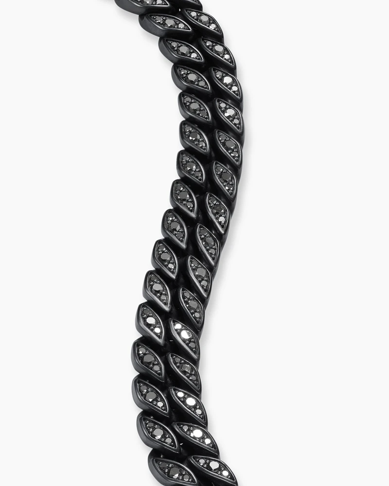 Curb Chain Bracelet Black Titanium with Diamonds