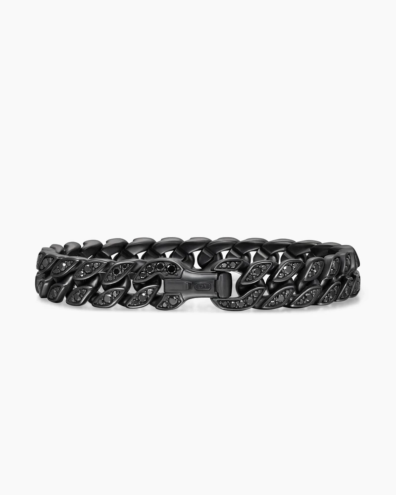 Curb Chain Bracelet Black Titanium with Diamonds