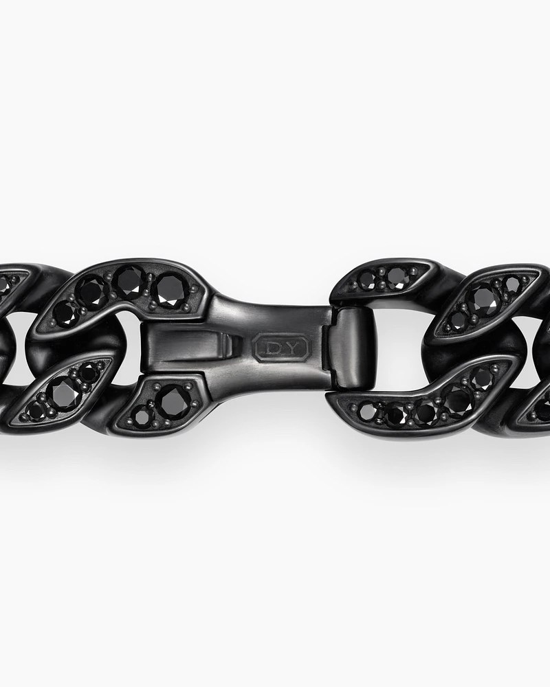 Curb Chain Bracelet Black Titanium with Diamonds