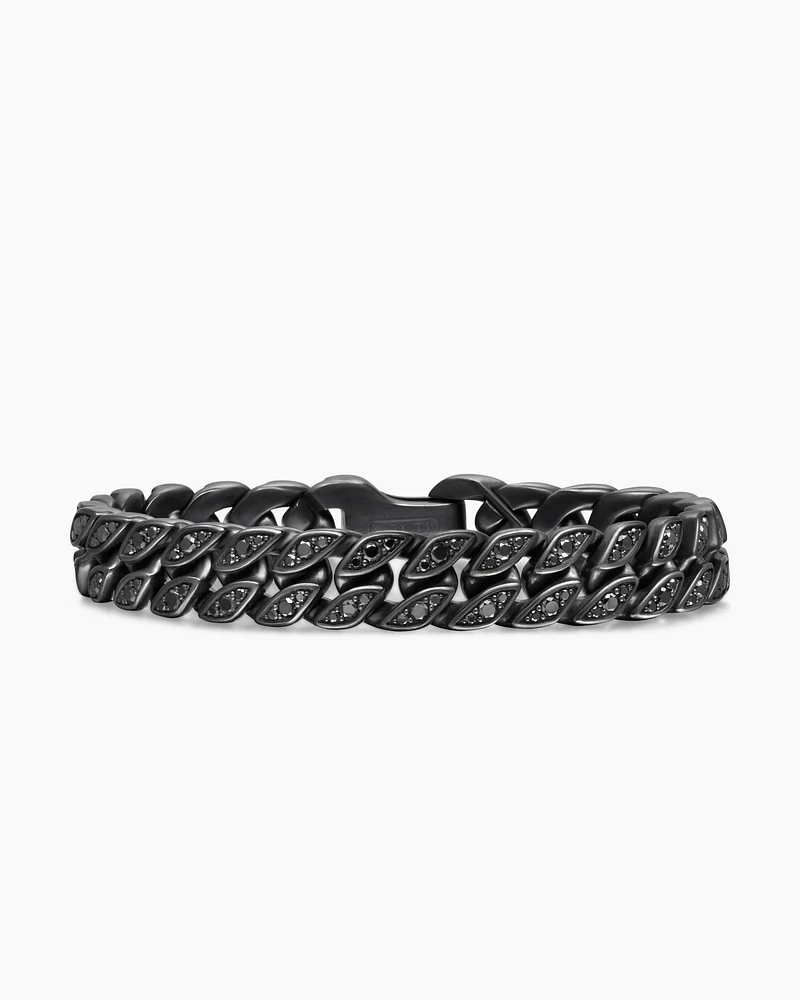 Curb Chain Bracelet Black Titanium with Diamonds