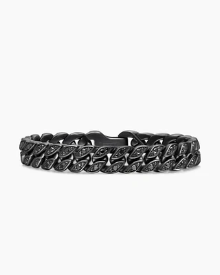 Curb Chain Bracelet Black Titanium with Diamonds