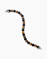 Spiritual Beads Alternating Bracelet Sterling Silver with Tiger’s Eye and Black Onyx, 8mm