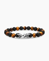 Spiritual Beads Alternating Bracelet Sterling Silver with Tiger’s Eye and Black Onyx, 8mm