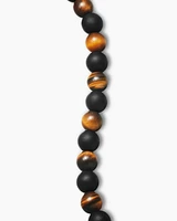Spiritual Beads Alternating Bracelet Sterling Silver with Tiger’s Eye and Black Onyx, 8mm