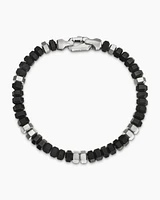 Hex Bead Bracelet Sterling Silver with Black Onyx, 6mm