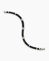 Hex Bead Bracelet Sterling Silver with Black Onyx, 6mm