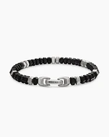 Hex Bead Bracelet Sterling Silver with Black Onyx, 6mm