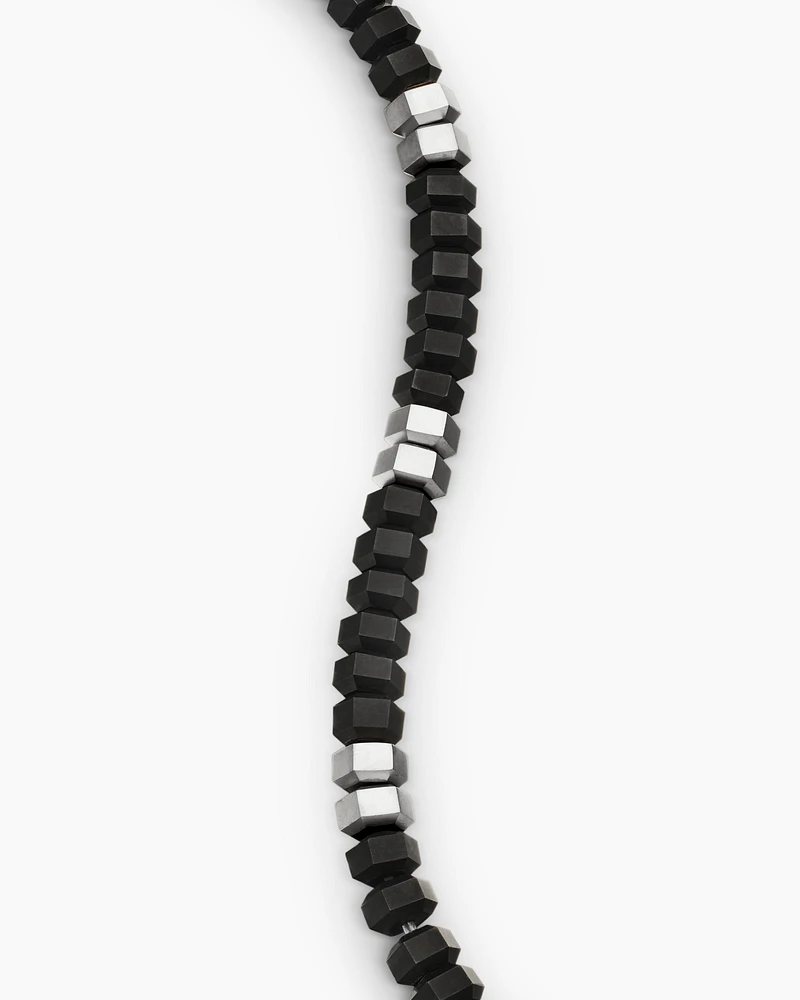 Hex Bead Bracelet Sterling Silver with Black Onyx, 6mm
