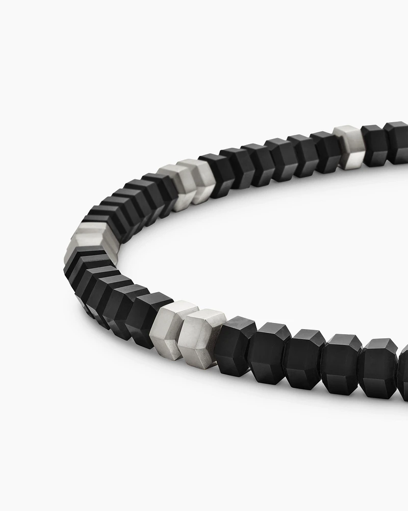 Hex Bead Bracelet Sterling Silver with Black Onyx, 6mm