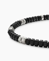 Hex Bead Bracelet Sterling Silver with Black Onyx, 6mm