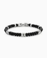 Hex Bead Bracelet Sterling Silver with Black Onyx, 6mm