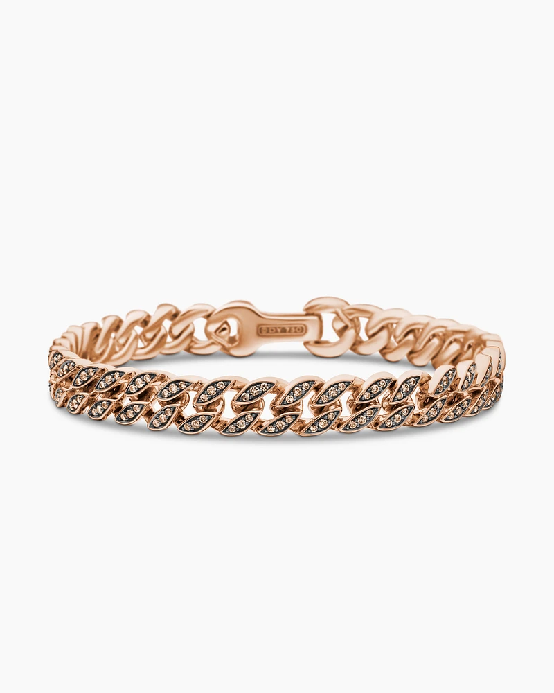 Stax Chain Link Bracelet 18K Rose Gold with Diamonds, 4mm