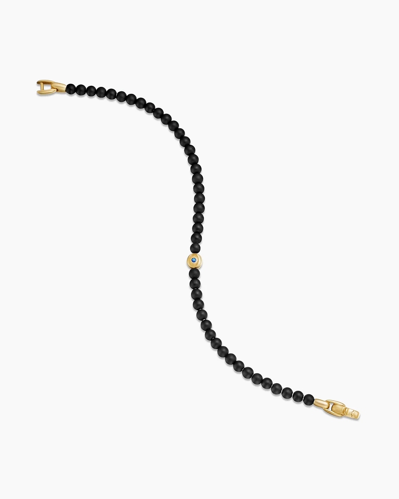 Spiritual Beads Evil Eye Bracelet with 18K Yellow Gold, 4mm