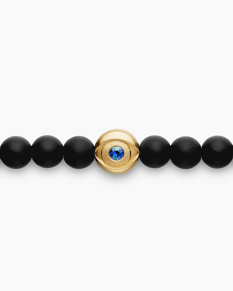 Spiritual Beads Evil Eye Bracelet with 18K Yellow Gold, 4mm