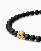 Spiritual Beads Evil Eye Bracelet with 18K Yellow Gold, 4mm