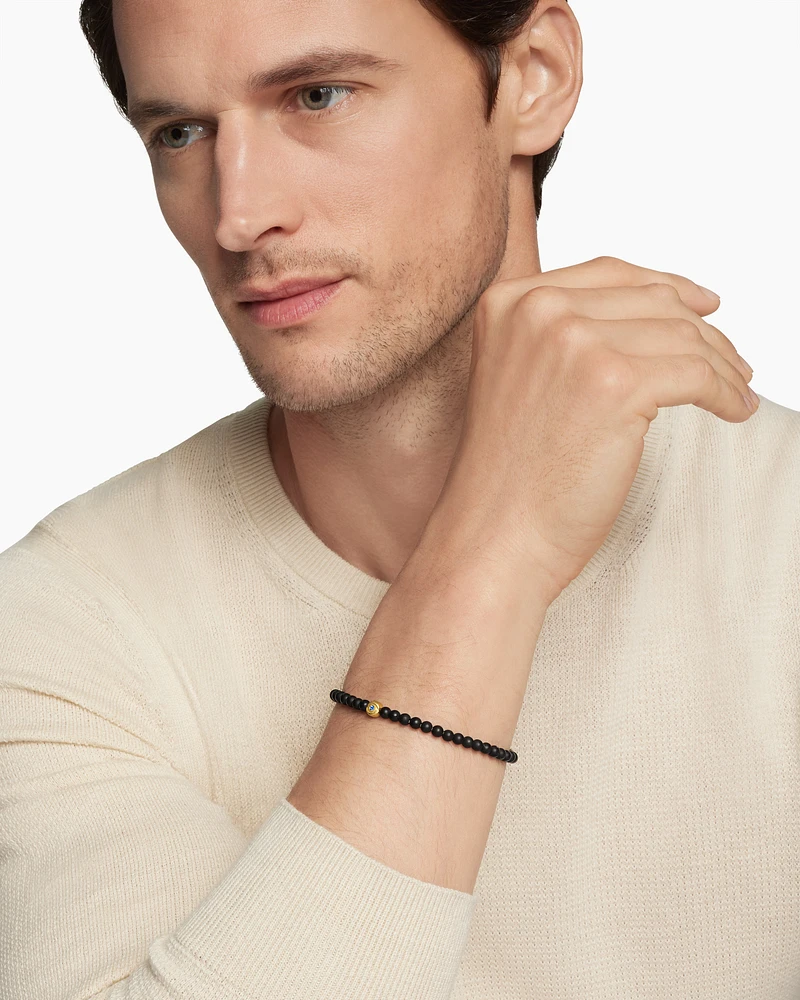 Spiritual Beads Evil Eye Bracelet with 18K Yellow Gold, 4mm