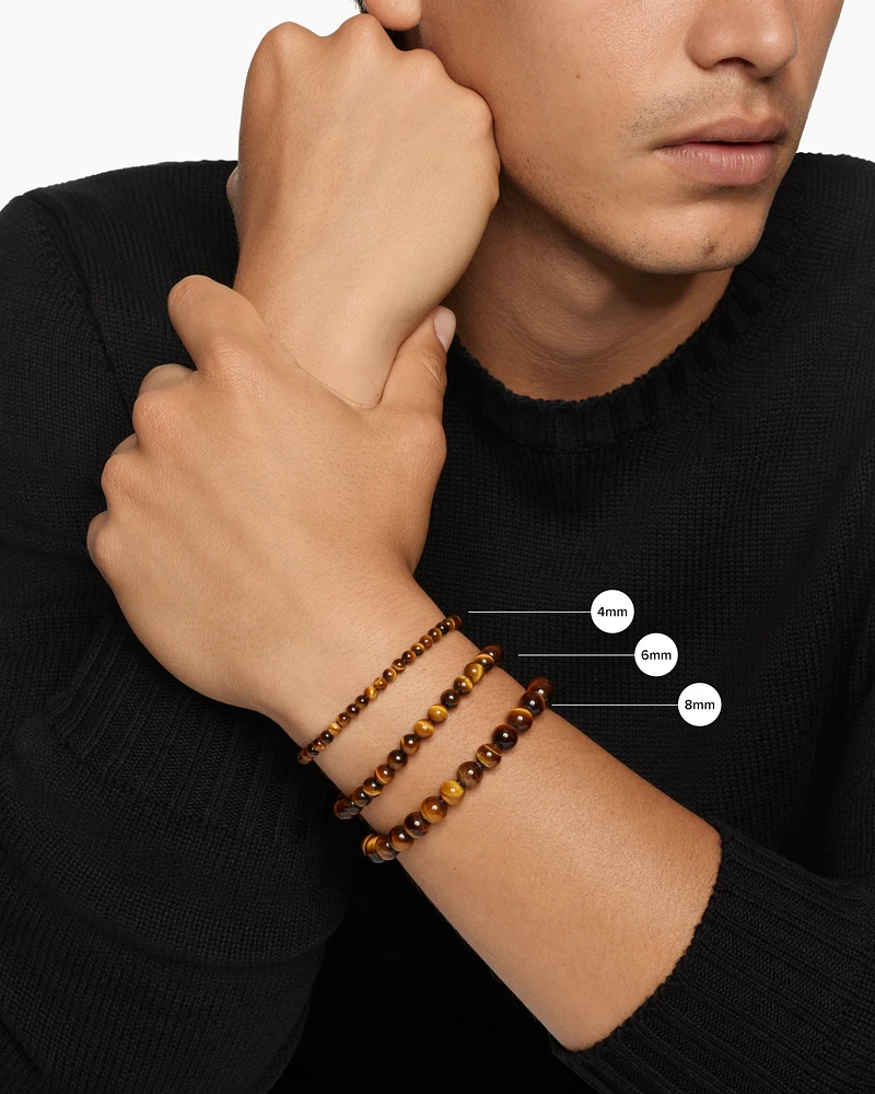 Spiritual Beads Evil Eye Bracelet with 18K Yellow Gold, 4mm