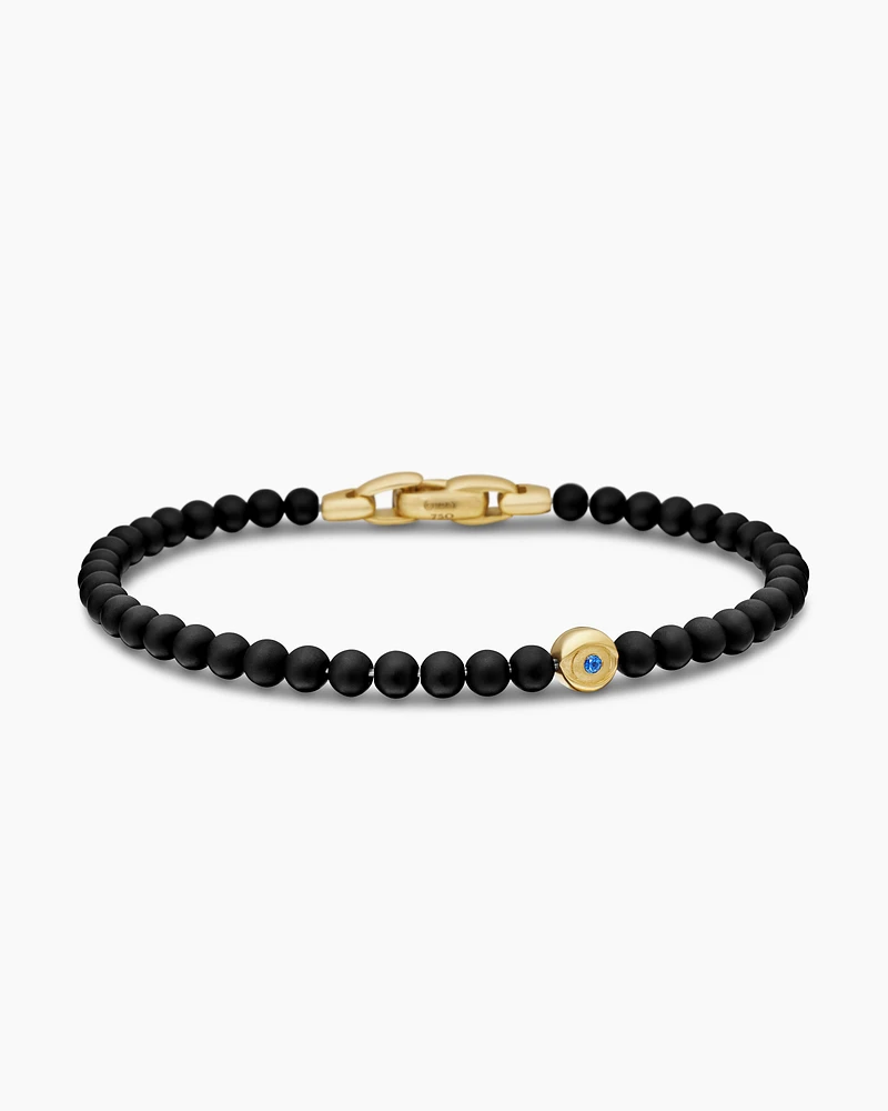 Spiritual Beads Evil Eye Bracelet with 18K Yellow Gold, 4mm