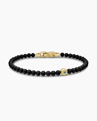 Spiritual Beads Evil Eye Bracelet with 18K Yellow Gold, 4mm