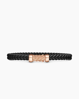 Chevron Bracelet  in Black Rubber with 18K Rose Gold, 6mm