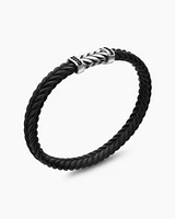 Chevron Bracelet Black Rubber with Diamonds and Sterling Silver