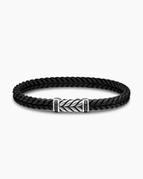 Chevron Bracelet Black Rubber with Diamonds and Sterling Silver