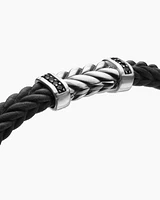 Chevron Bracelet Black Rubber with Diamonds and Sterling Silver