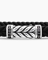 Chevron Bracelet Black Rubber with Diamonds and Sterling Silver